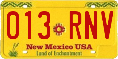 NM license plate 013RNV