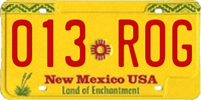 NM license plate 013ROG