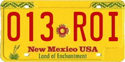 NM license plate 013ROI