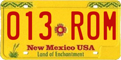NM license plate 013ROM