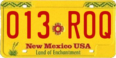 NM license plate 013ROQ