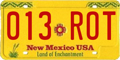 NM license plate 013ROT