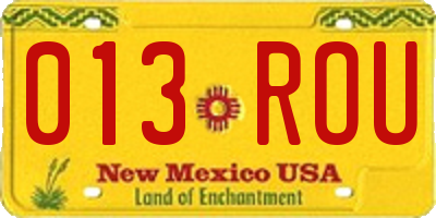 NM license plate 013ROU