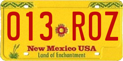 NM license plate 013ROZ