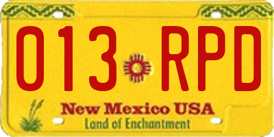 NM license plate 013RPD