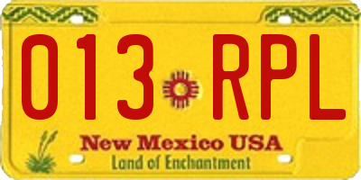 NM license plate 013RPL