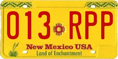 NM license plate 013RPP