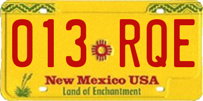 NM license plate 013RQE