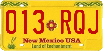 NM license plate 013RQJ
