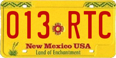 NM license plate 013RTC