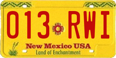 NM license plate 013RWI