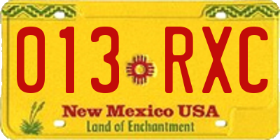 NM license plate 013RXC