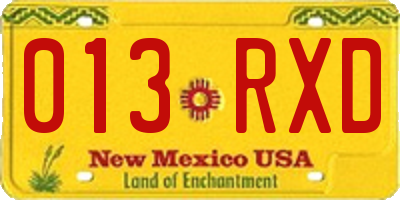 NM license plate 013RXD