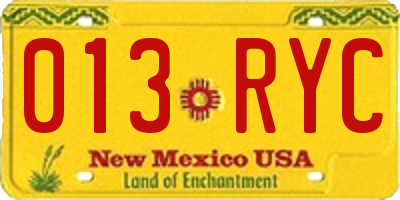 NM license plate 013RYC