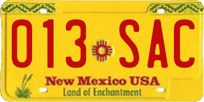 NM license plate 013SAC