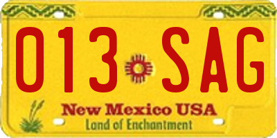 NM license plate 013SAG