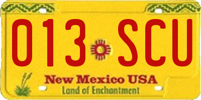 NM license plate 013SCU