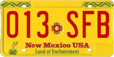 NM license plate 013SFB
