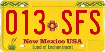 NM license plate 013SFS