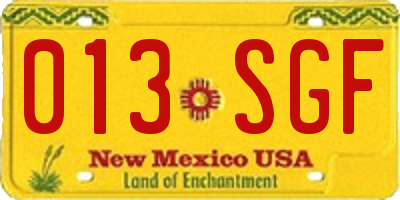 NM license plate 013SGF