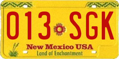 NM license plate 013SGK