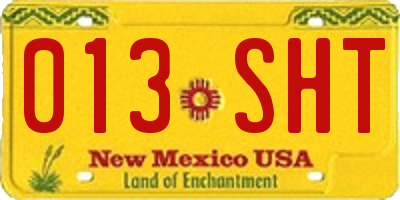 NM license plate 013SHT