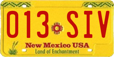 NM license plate 013SIV