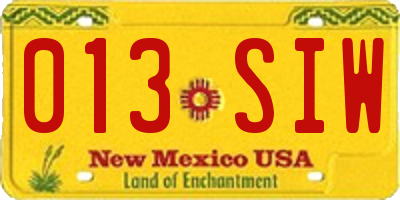 NM license plate 013SIW