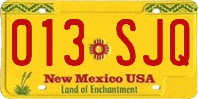 NM license plate 013SJQ