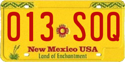 NM license plate 013SOQ