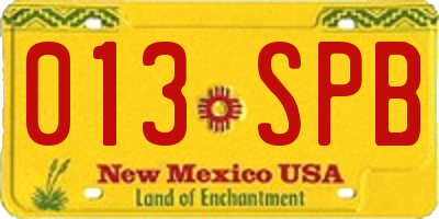 NM license plate 013SPB