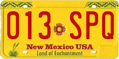 NM license plate 013SPQ