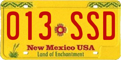 NM license plate 013SSD