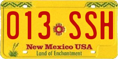 NM license plate 013SSH