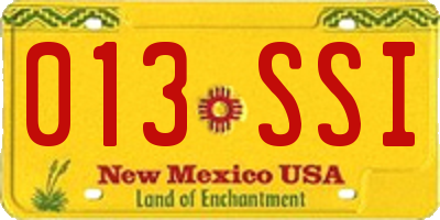 NM license plate 013SSI