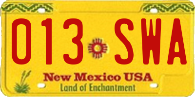 NM license plate 013SWA