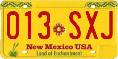 NM license plate 013SXJ