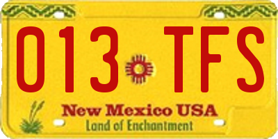 NM license plate 013TFS