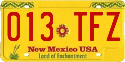 NM license plate 013TFZ