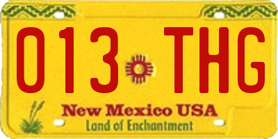 NM license plate 013THG