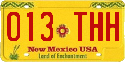 NM license plate 013THH