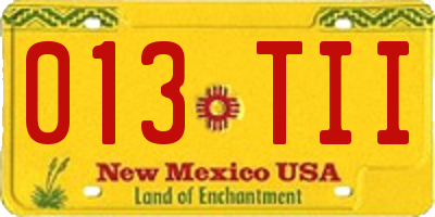 NM license plate 013TII