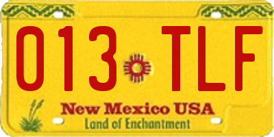 NM license plate 013TLF
