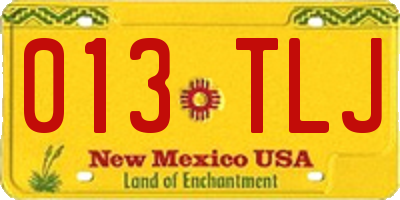NM license plate 013TLJ