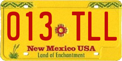 NM license plate 013TLL