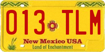 NM license plate 013TLM