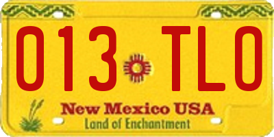 NM license plate 013TLO