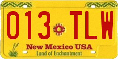 NM license plate 013TLW