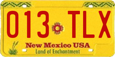 NM license plate 013TLX