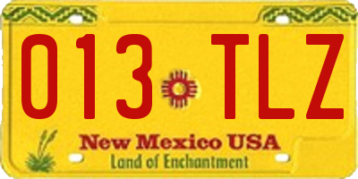 NM license plate 013TLZ
